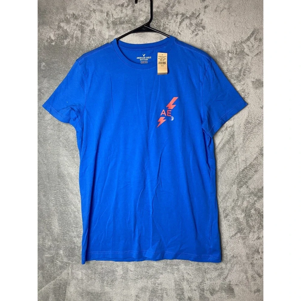 American Eagle Mens M Core Flex Blue Graphic T-Shirt New